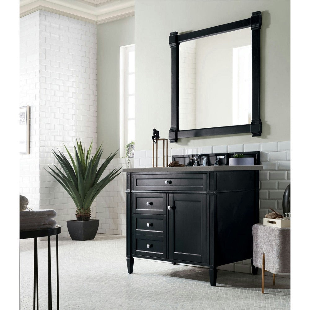 Brittany 36" Black Onyx Single Vanity w/ 3 CM Gray Expo Quartz Top