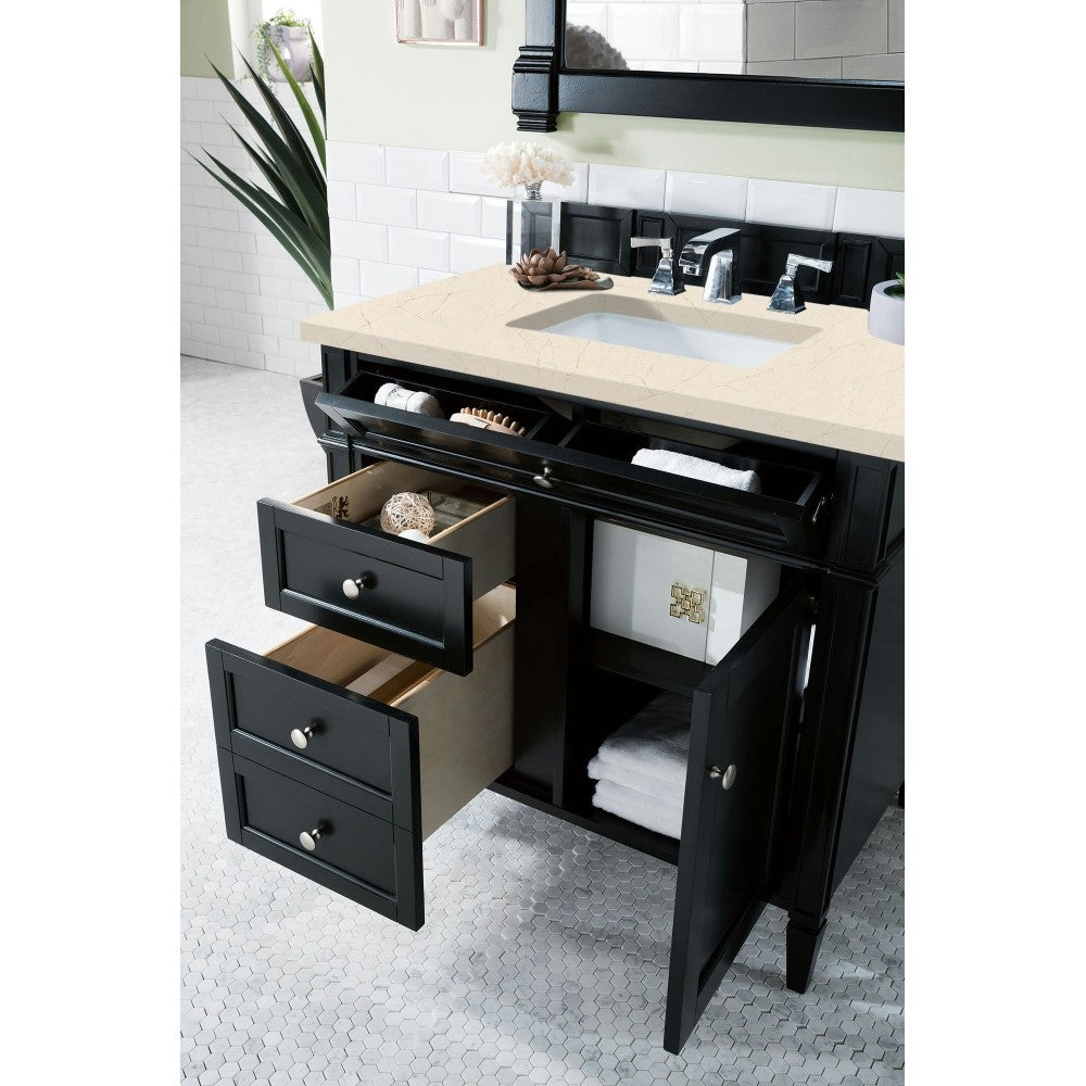 Brittany 36" Black Onyx Single Vanity w/ 3 CM Eternal Marfil Quartz Top