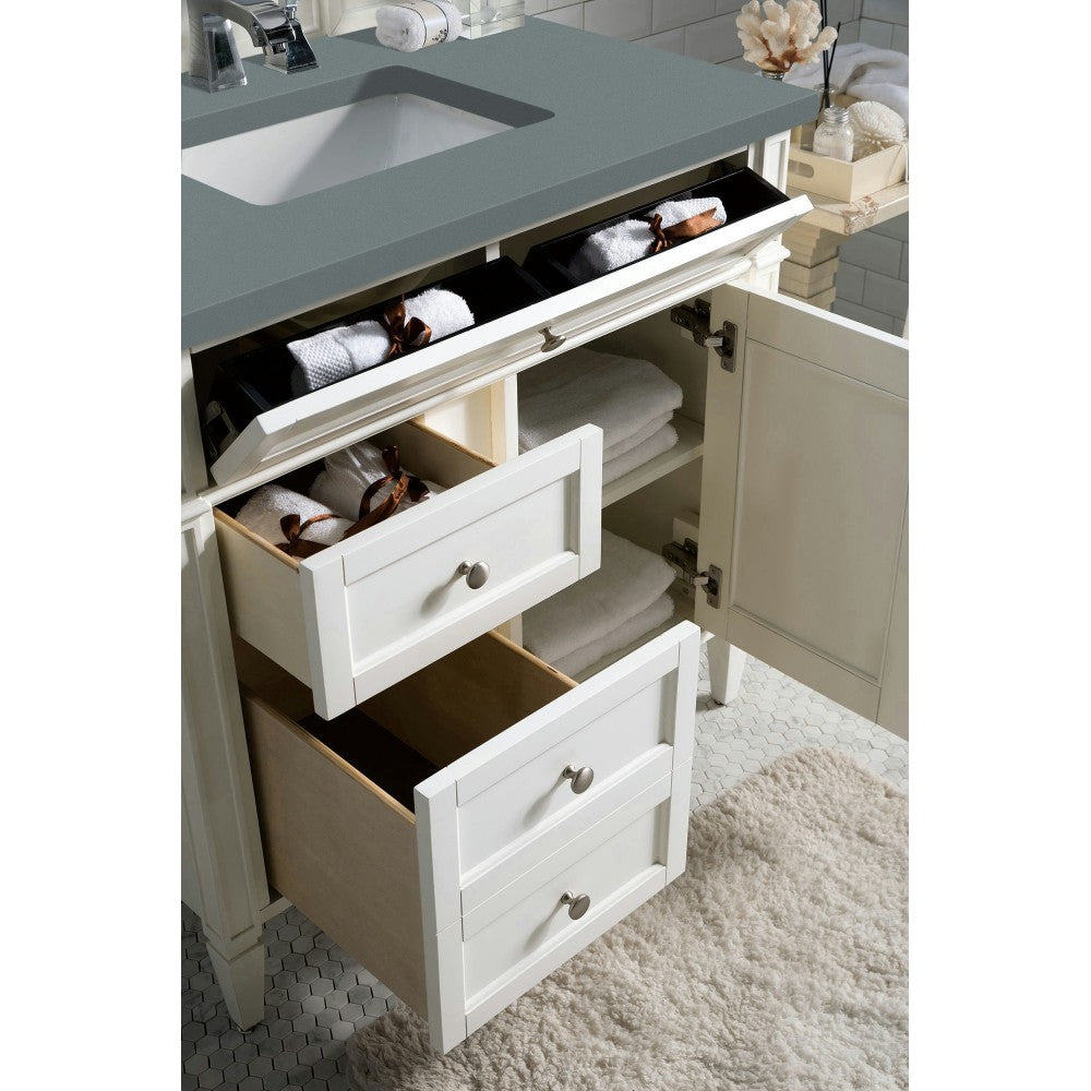 Brittany 36" Bright White Single Vanity w/ 3 CM Cala Blue Quartz Top