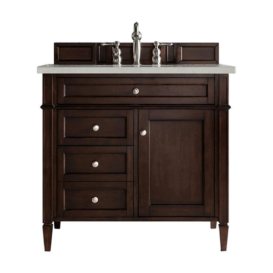 Brittany 36" Burnished Mahogany Single Vanity w/ 3 CM Eternal Serena Quartz Top