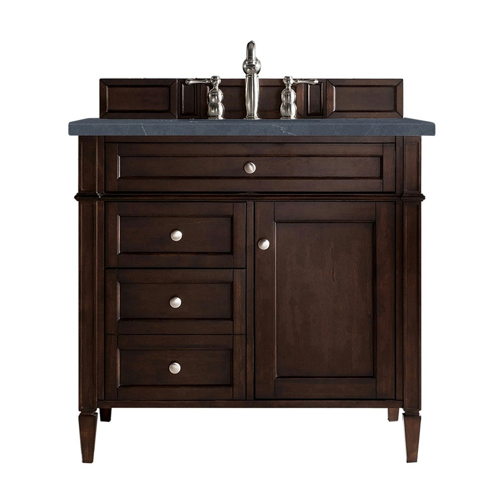 Brittany 36" Mahogany Single Vanity w/3 CM Charcoal Soapstone Quartz Top