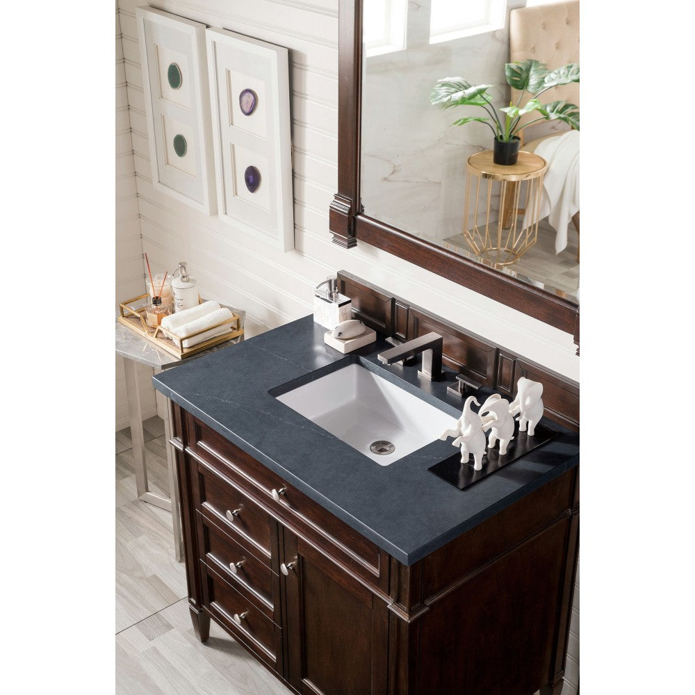 Brittany 36" Mahogany Single Vanity w/3 CM Charcoal Soapstone Quartz Top