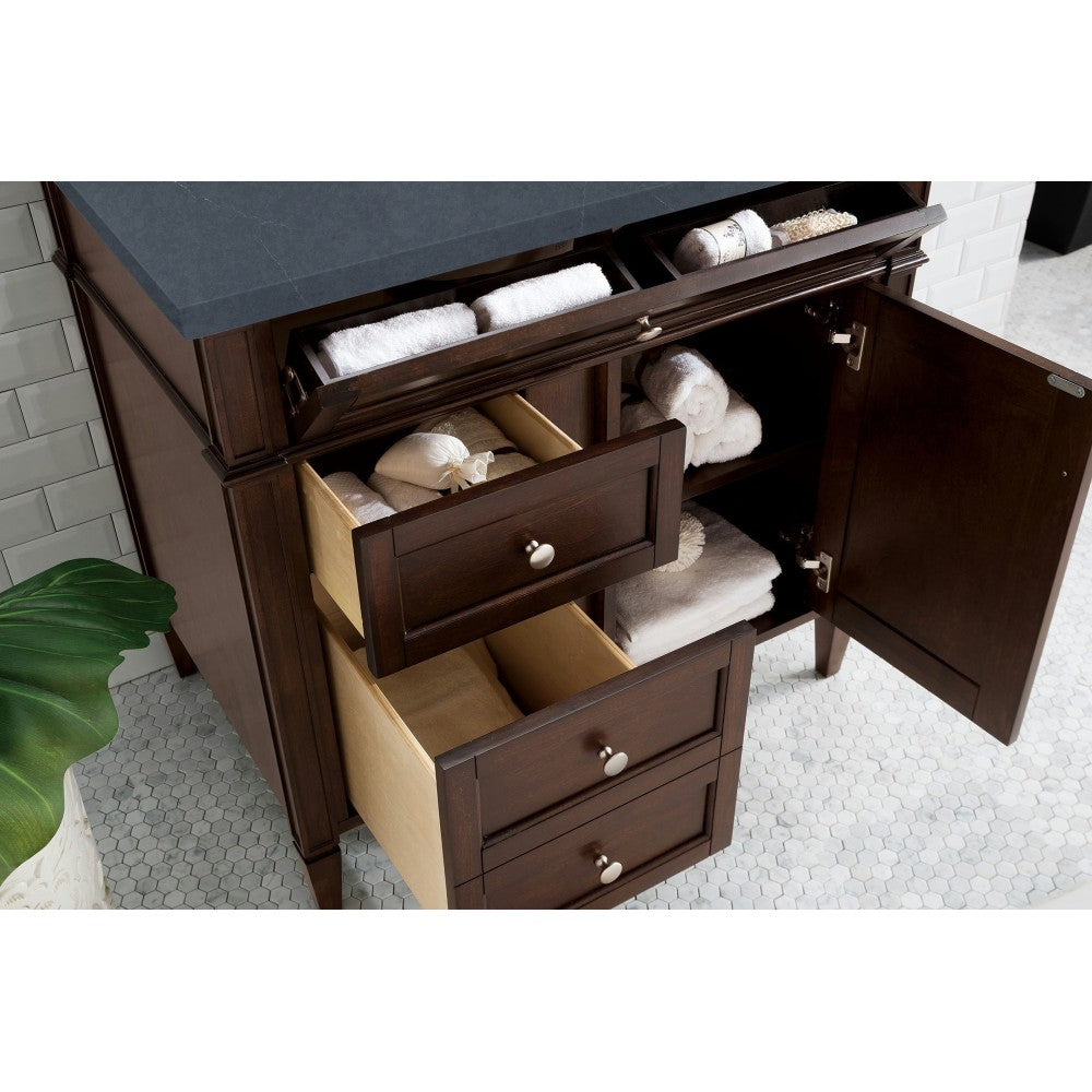 Brittany 36" Mahogany Single Vanity w/3 CM Charcoal Soapstone Quartz Top