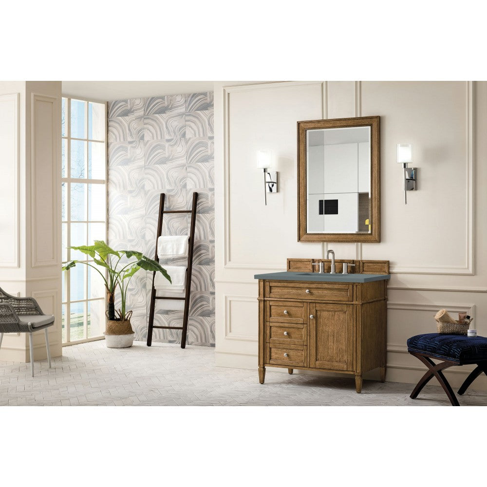 Brittany 36" Saddle Brown Single Vanity w/ 3 CM Cala Blue Quartz Top