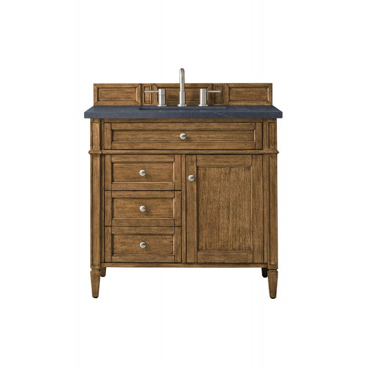 Brittany 36" Saddle Brown Single Vanity w/ 3 CM Charcoal Soapstone Quartz Top