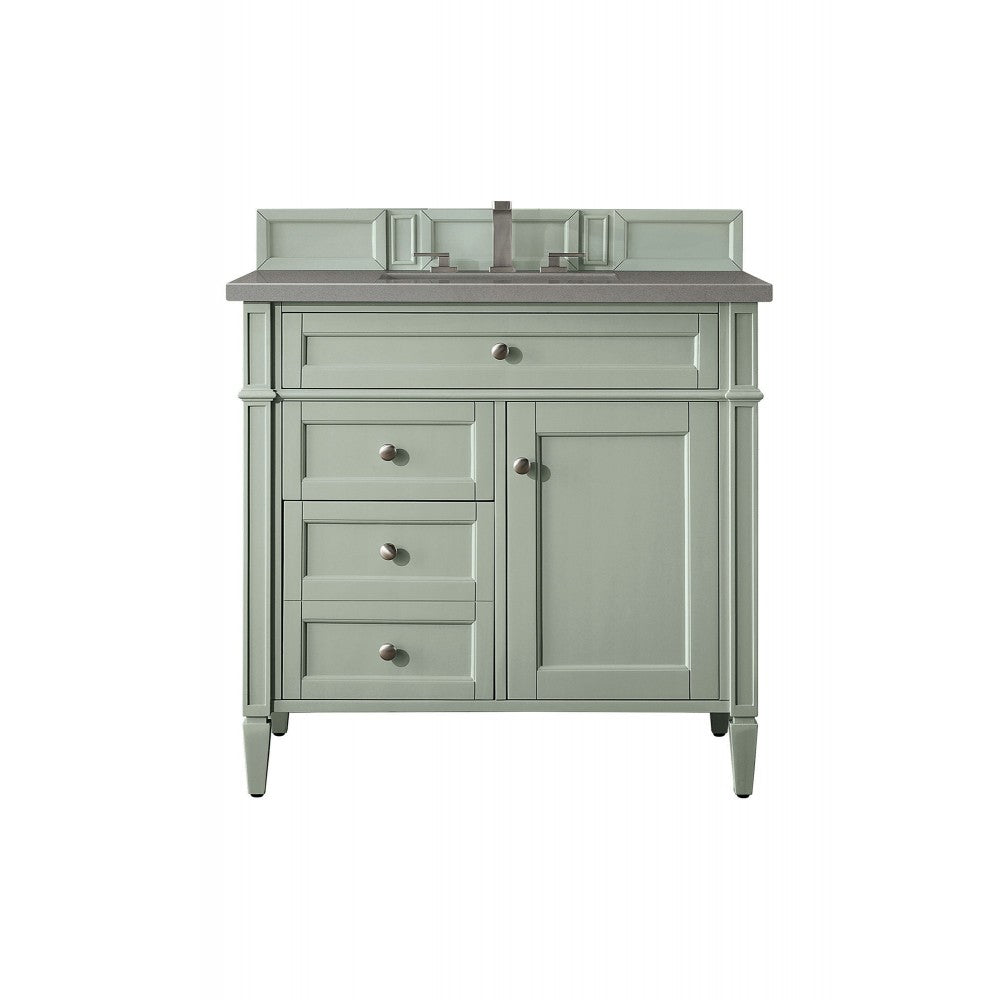 Brittany 36" Sage Green Single Vanity w/ 3 CM Gray Expo Quartz Top