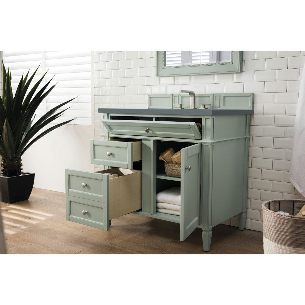 Brittany 36" Sage Green Single Vanity w/ 3 CM Cala Blue Quartz Top
