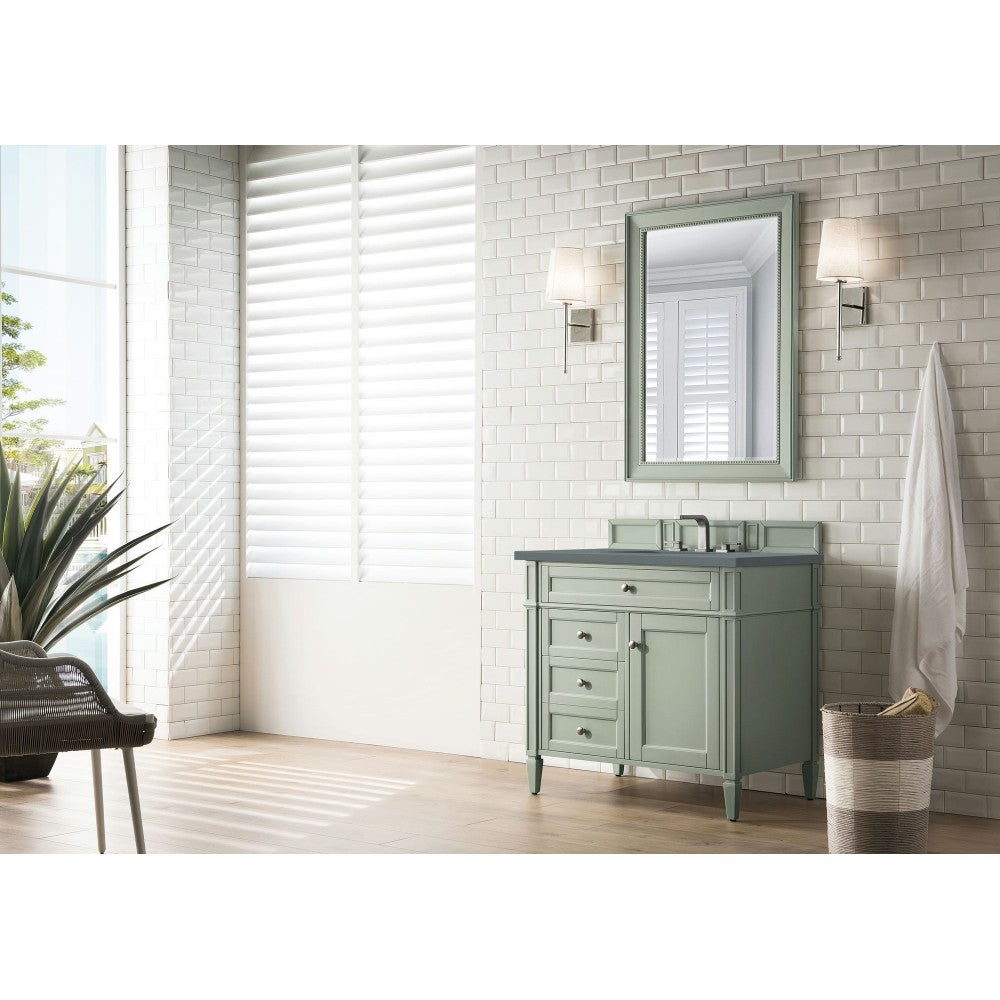 Brittany 36" Sage Green Single Vanity w/ 3 CM Cala Blue Quartz Top