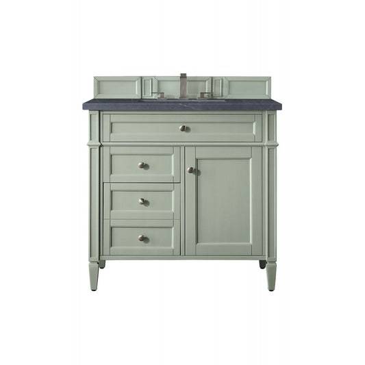 Brittany 36" Sage Green Single Vanity w/ 3 CM Charcoal Soapstone Quartz Top