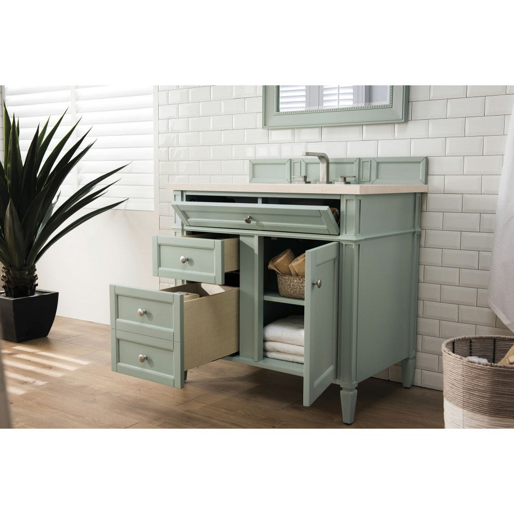 Brittany 36" Sage Green Single Vanity w/ 3 CM Eternal Marfil Quartz Top