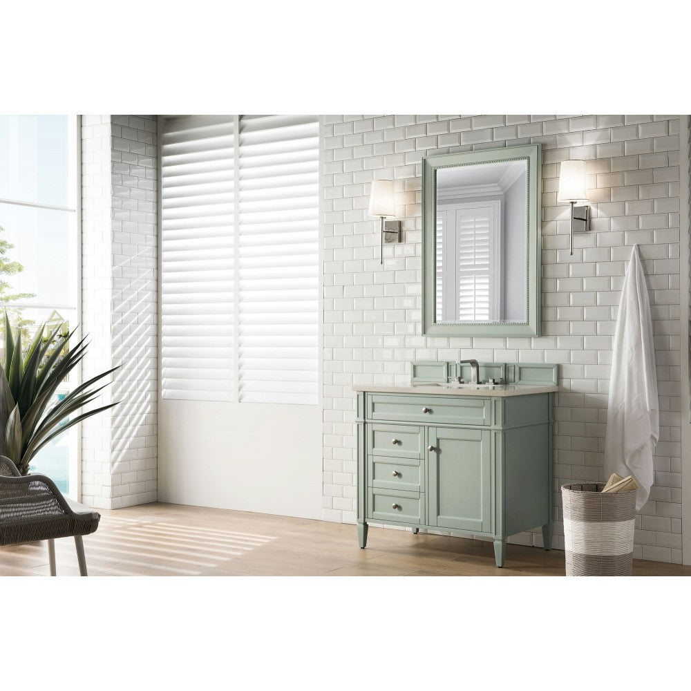 Brittany 36" Sage Green Single Vanity w/ 3 CM Eternal Marfil Quartz Top