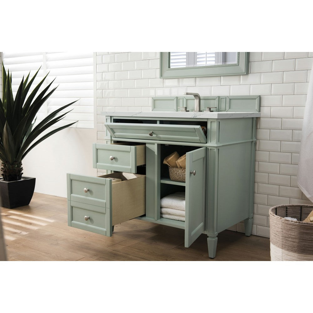 Brittany 36" Sage Green Single Vanity w/ 3 CM Ethereal Noctis Quartz Top