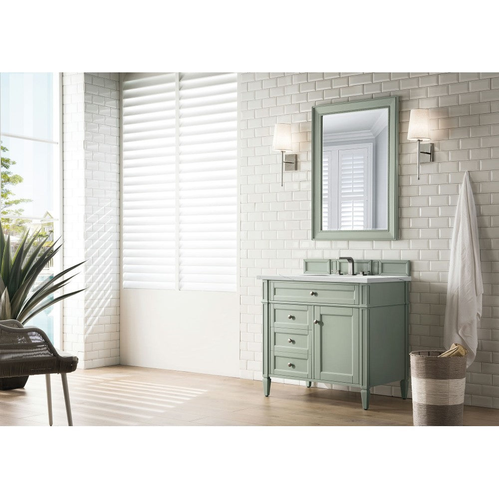Brittany 36" Sage Green Single Vanity w/ 3 CM Ethereal Noctis Quartz Top