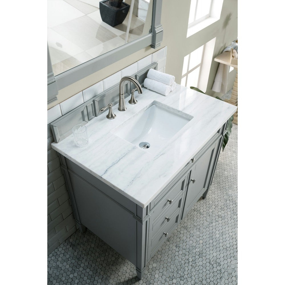 Brittany 36" Urban Gray Single Vanity w/ 3 CM Arctic Fall Solid Surface Top