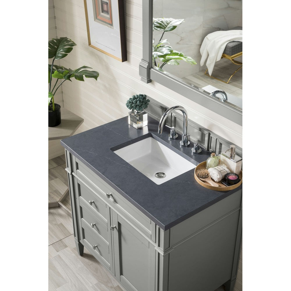 Brittany 36" Urban Gray Single Vanity w/ 3 CM Charcoal Soapstone Quartz Top