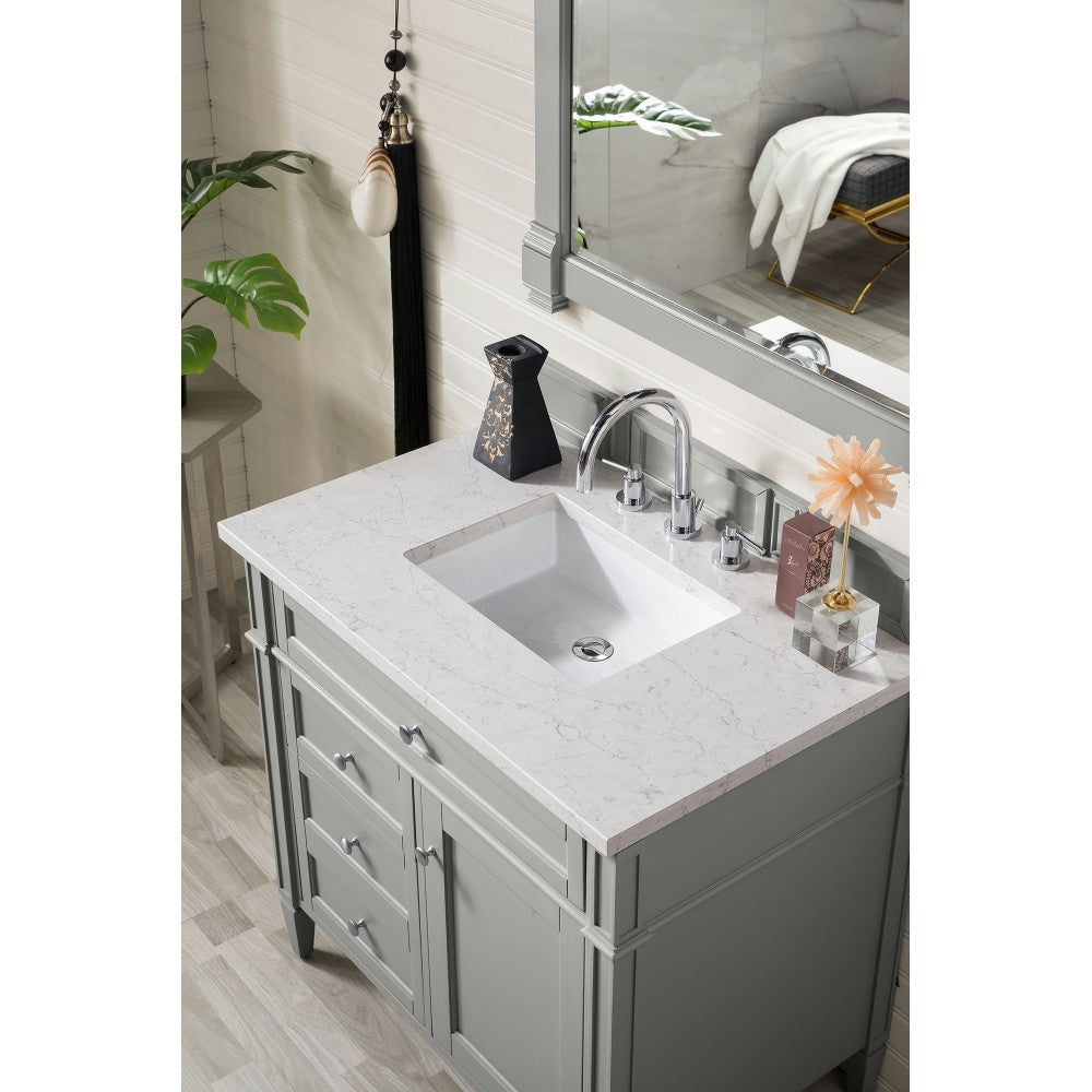 Brittany 36" Urban Gray Single Vanity w/ 3 CM Eternal Jasmine Pearl Quartz Top