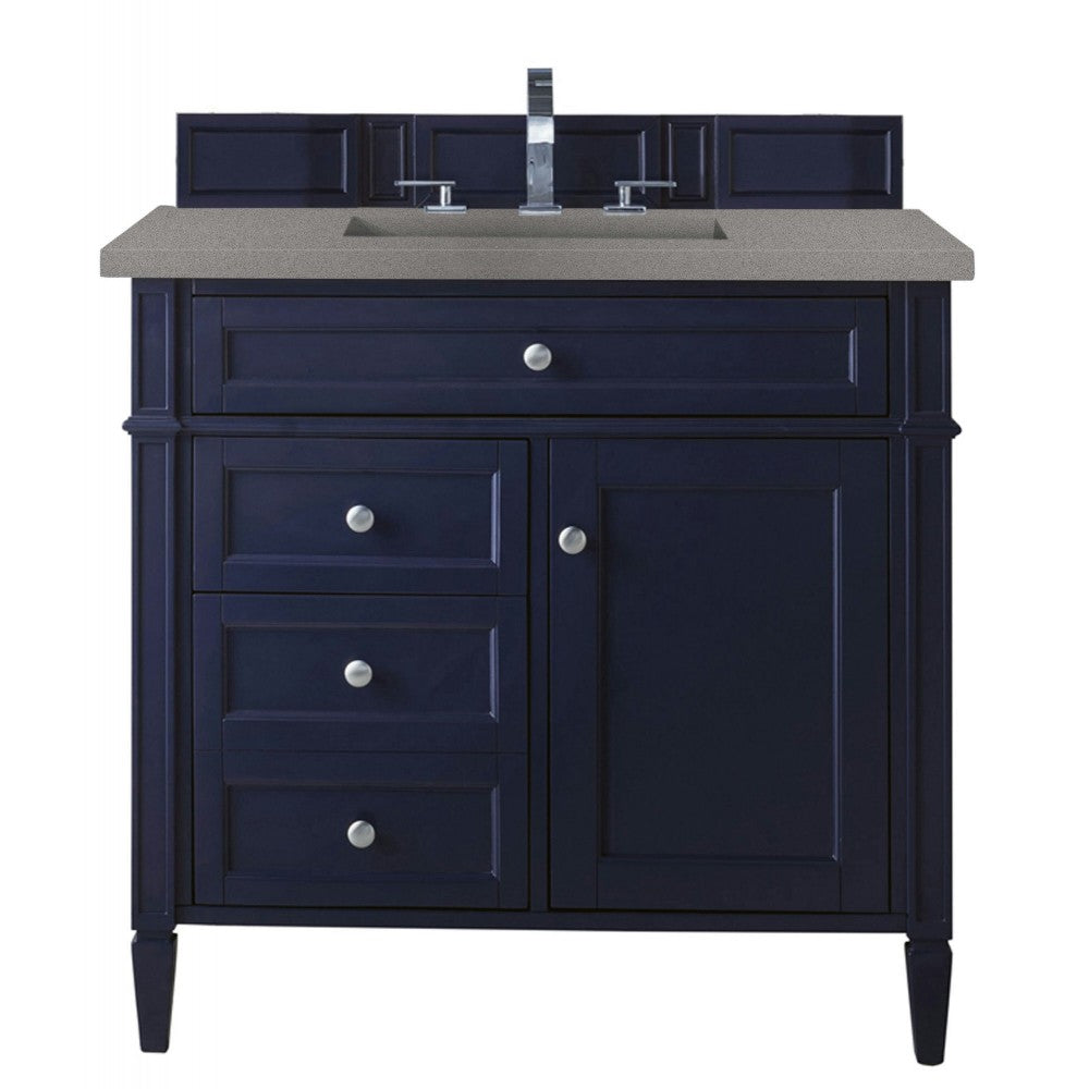 Brittany 36" Victory Blue Single Vanity w/ 3 CM Gray Expo Quartz Top