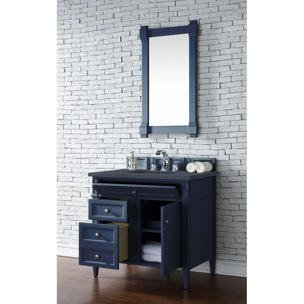 Brittany 36" Victory Blue Single Vanity w/ 3 CM Charcoal Soapstone Quartz Top