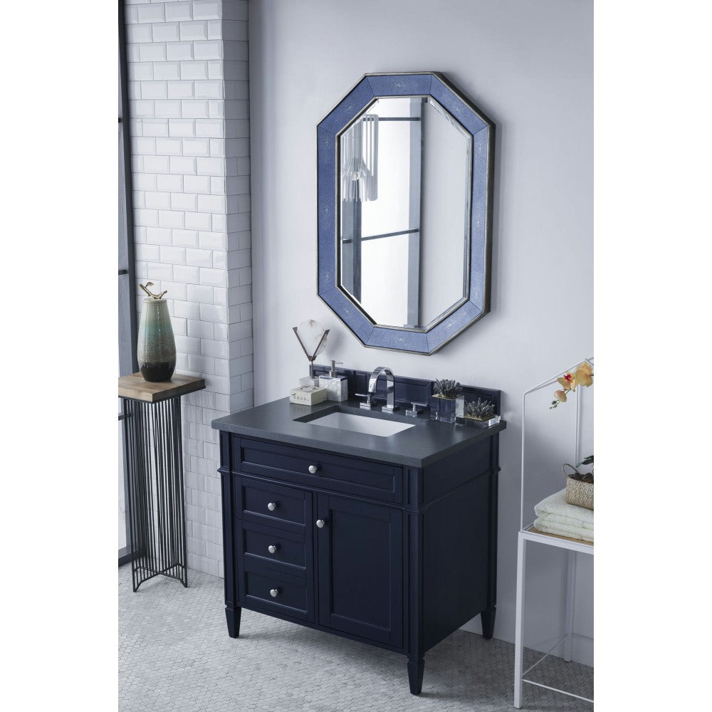 Brittany 36" Victory Blue Single Vanity w/ 3 CM Charcoal Soapstone Quartz Top