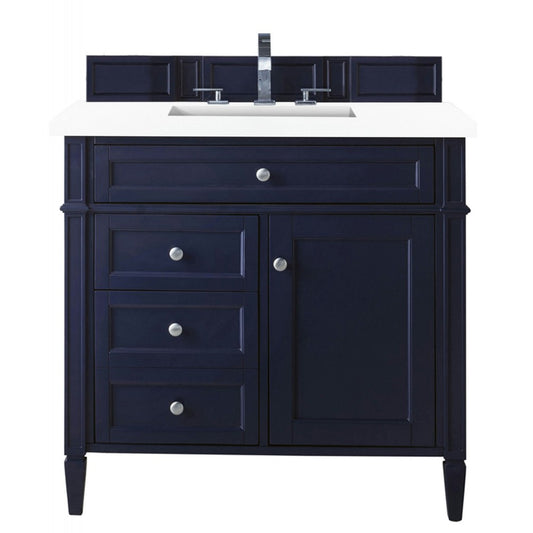 Brittany 36" Victory Blue Single Vanity w/ 3 CM Classic White Quartz Top