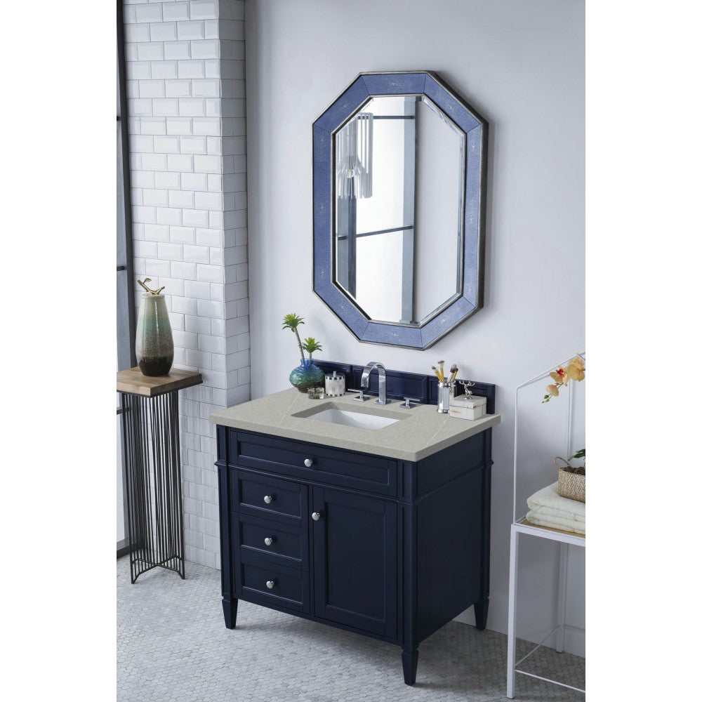 Brittany 36" Victory Blue Single Vanity w/ 3 CM Eternal Serena Quartz Top