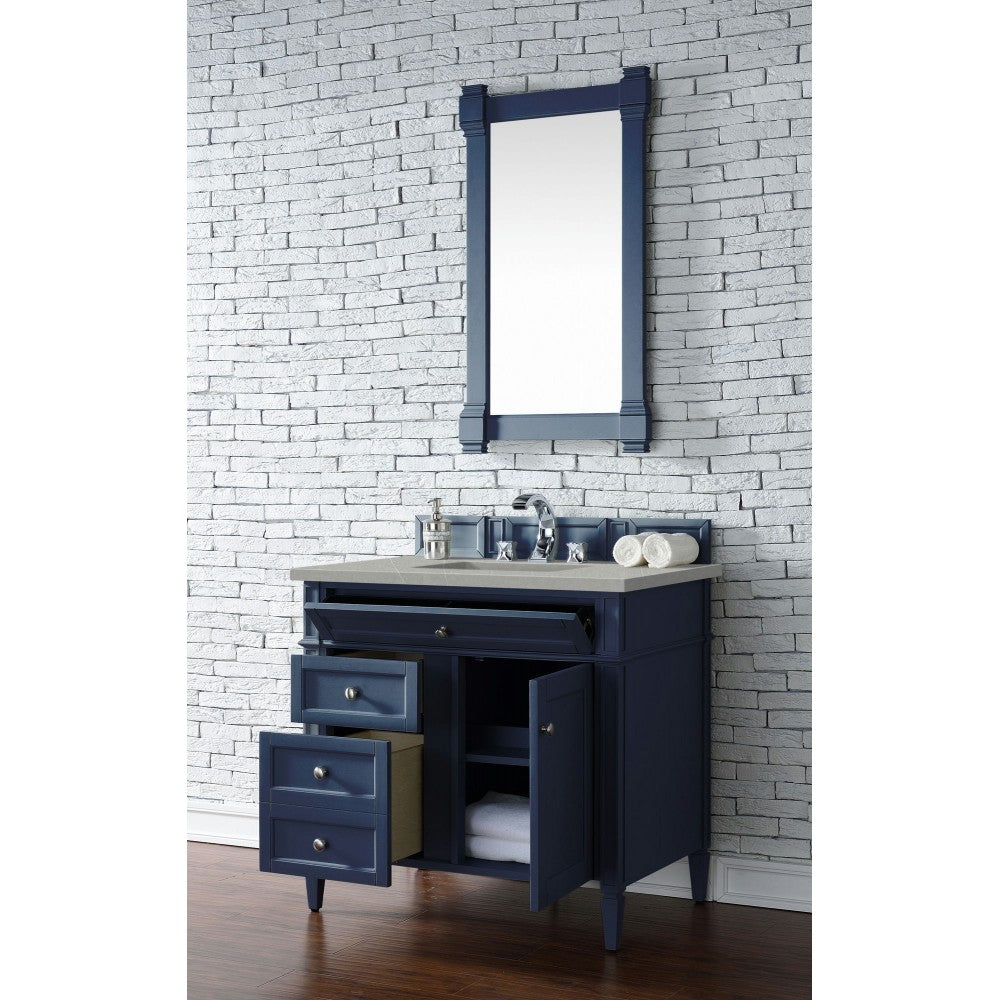Brittany 36" Victory Blue Single Vanity w/ 3 CM Eternal Serena Quartz Top