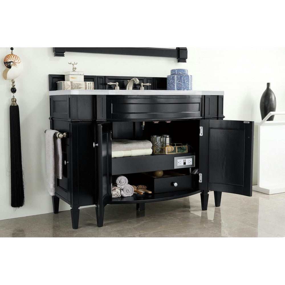 Brittany 46" Single Vanity, Black Onyx w/ 3 CM Arctic Fall Solid Surface Top