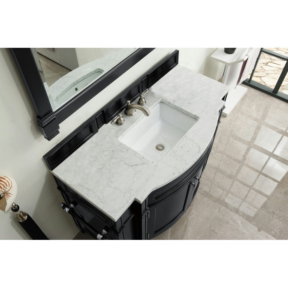 Brittany 46" Single Vanity, Black Onyx w/ 3 CM Carrara Marble Top