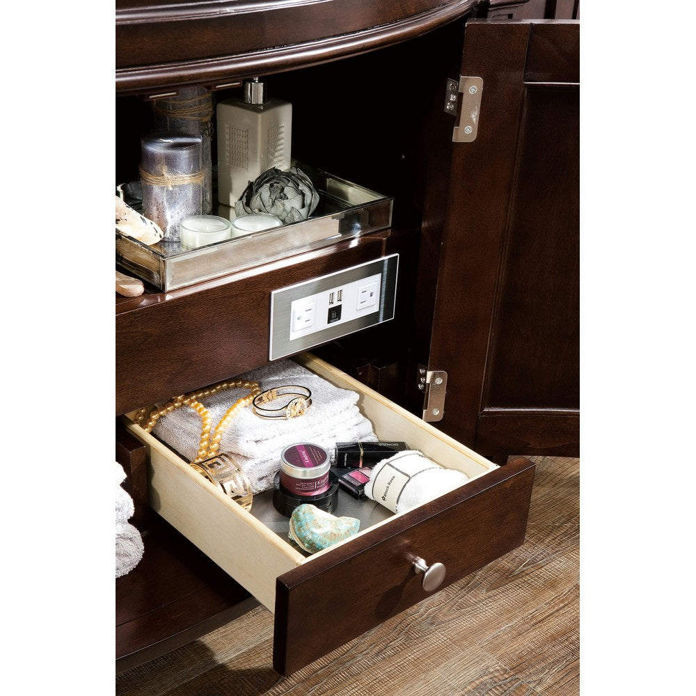 Brittany 46" Single Vanity, Burnished Mahogany w/ 3 CM Carrara Marble Top