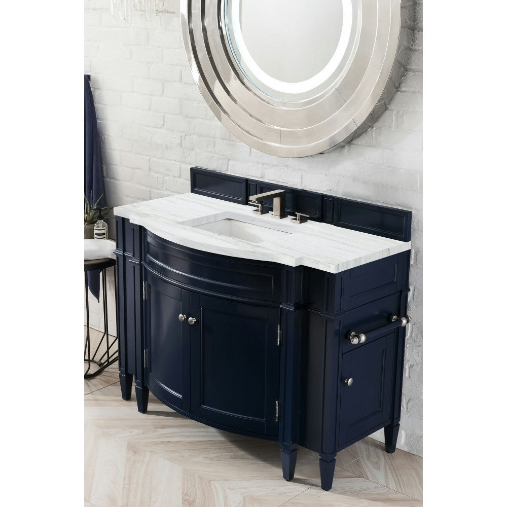 Brittany 46" Single Vanity Victory Blue w/ 3 CM Arctic Fall Solid Surface Top