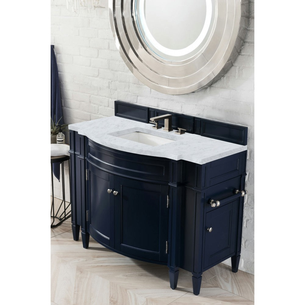 Brittany 46" Single Vanity Victory Blue w/ 3 CM Carrara Marble Top