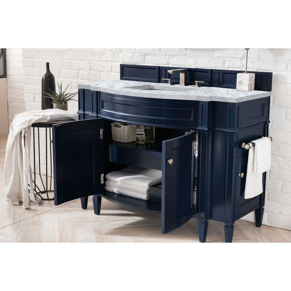 Brittany 46" Single Vanity Victory Blue w/ 3 CM Carrara Marble Top