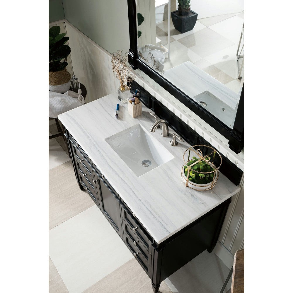 Brittany 48" Black Onyx Single Vanity w/ 3 CM Arctic Fall Solid Surface Top