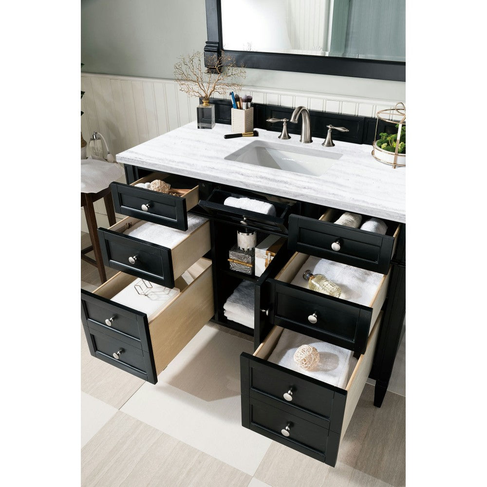 Brittany 48" Black Onyx Single Vanity w/ 3 CM Arctic Fall Solid Surface Top