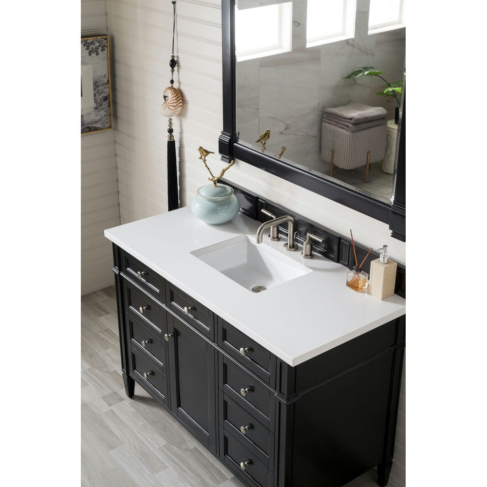 Brittany 48" Black Onyx Single Vanity w/ 3 CM Classic White Quartz Top