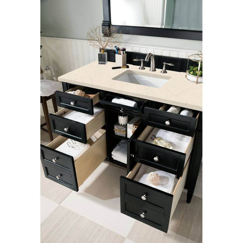 Brittany 48" Black Onyx Single Vanity w/ 3 CM Eternal Marfil Quartz Top