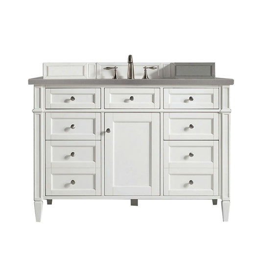 Brittany 48" Bright White Single Vanity w/ 3 CM Gray Expo Quartz Top