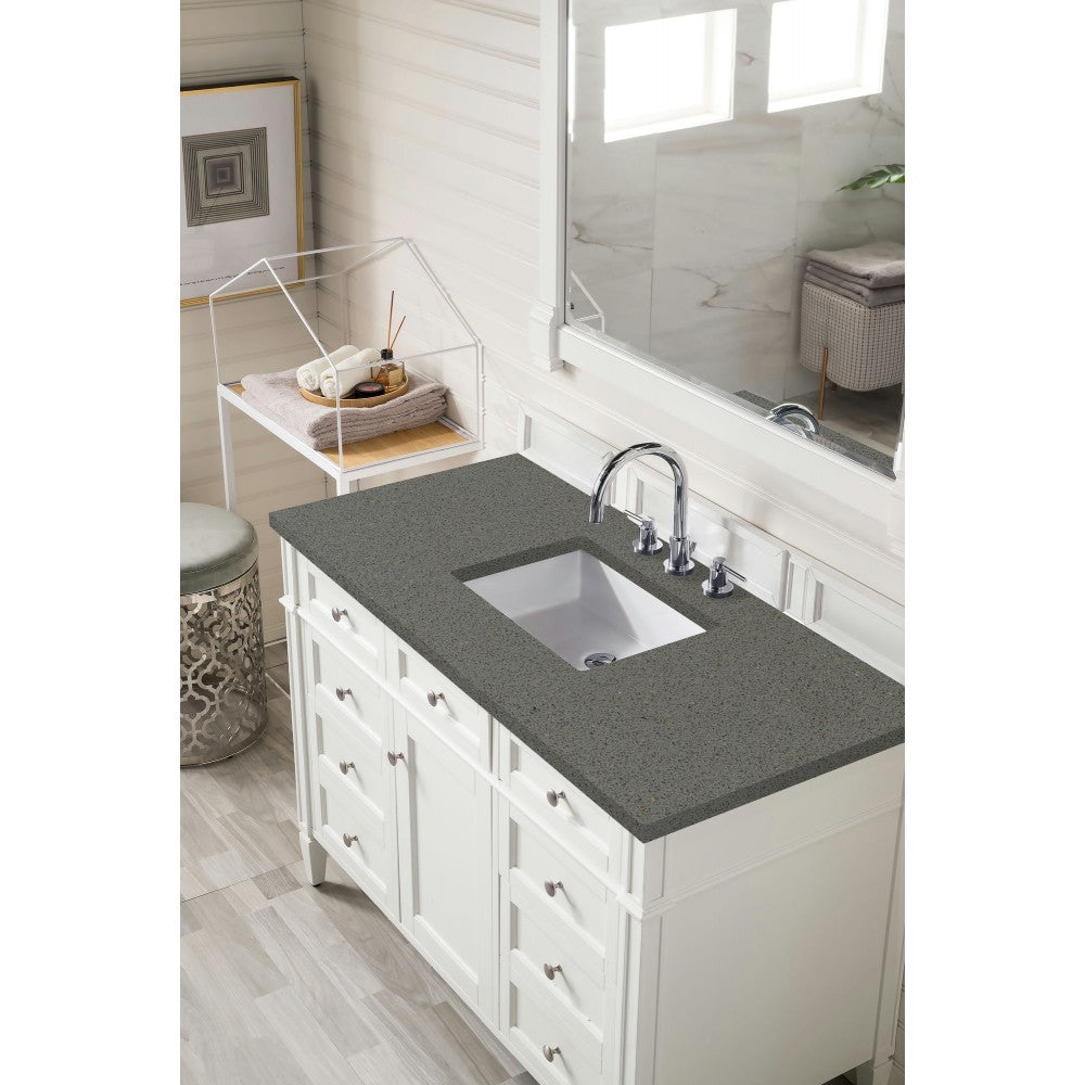 Brittany 48" Bright White Single Vanity w/ 3 CM Gray Expo Quartz Top