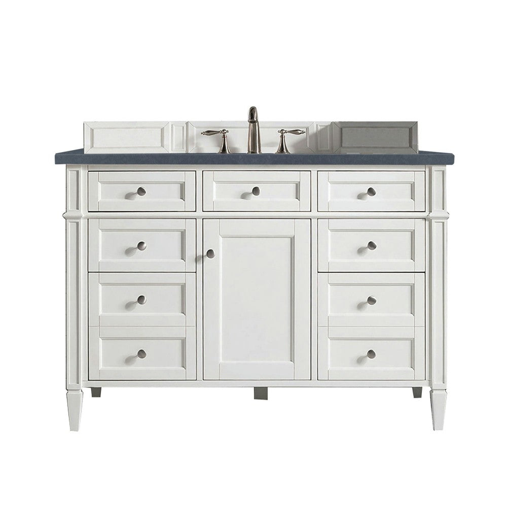 Brittany 48" Bright White Single Vanity w/ 3 CM Carrara Marble Top