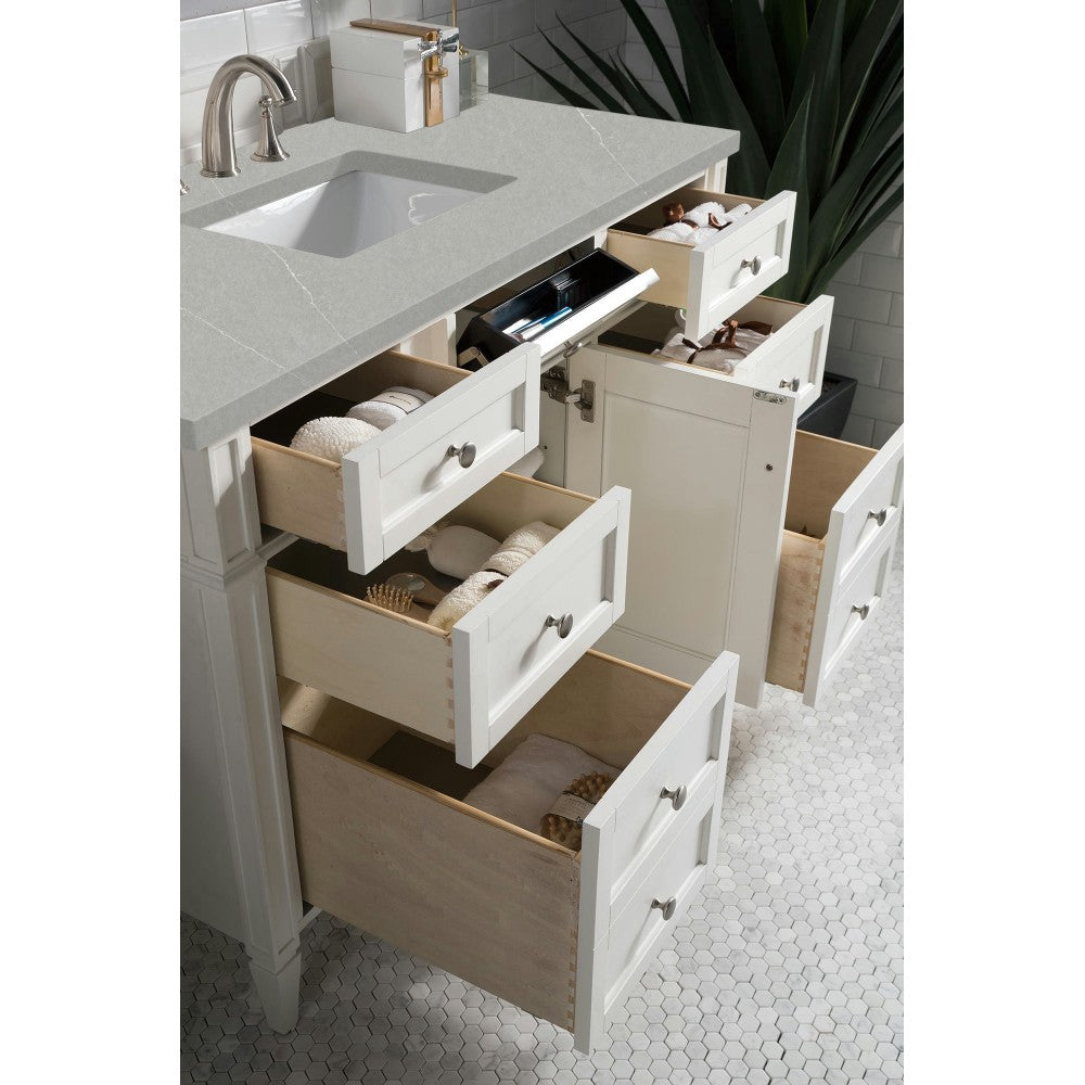 Brittany 48" Bright White Single Vanity w/ 3 CM Eternal Serena Quartz Top