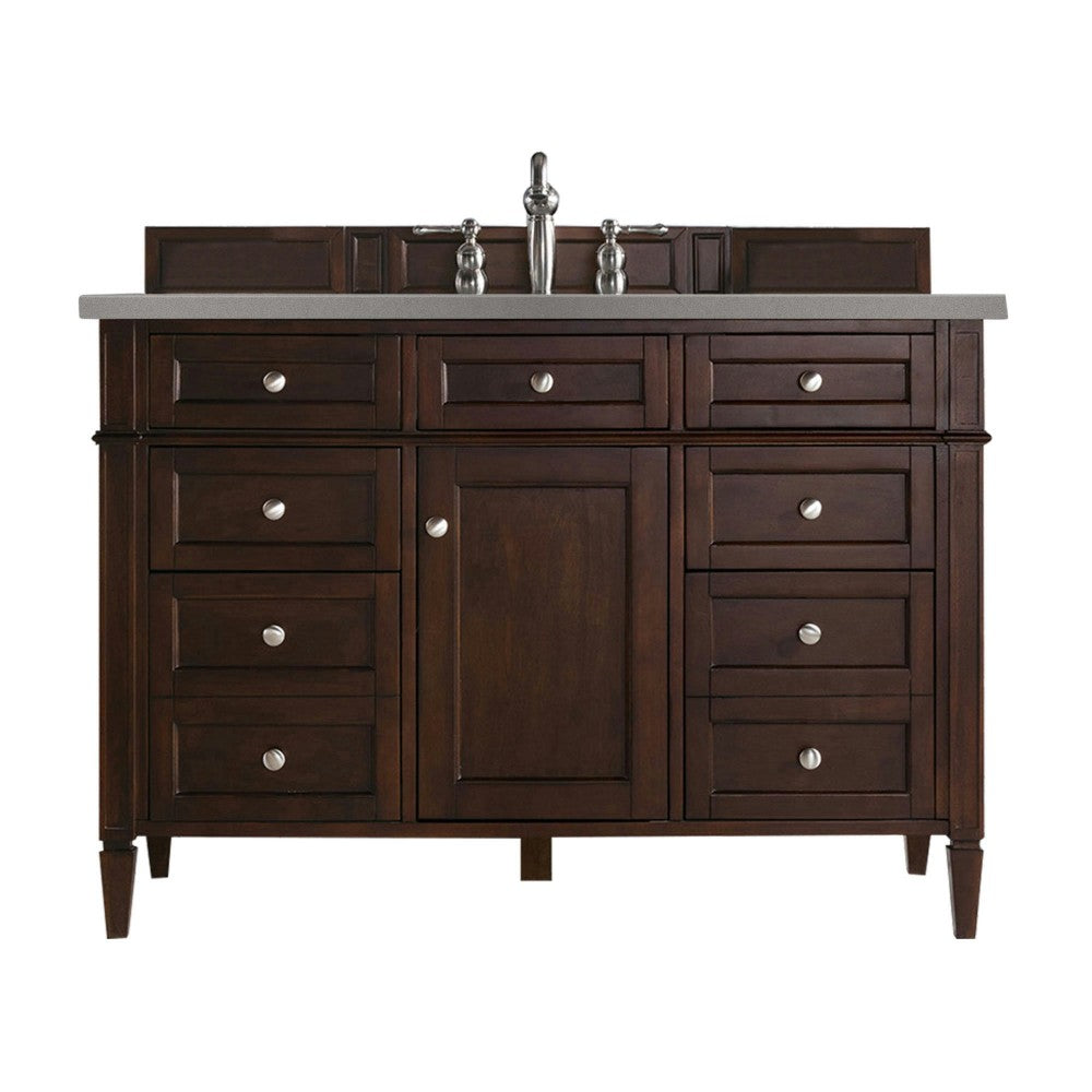 Brittany 48" Burnished Mahogany Single Vanity w/ 3 CM Gray Expo Quartz Top