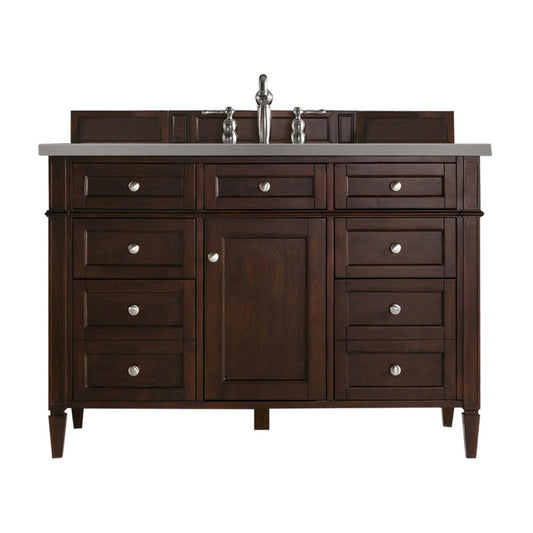 Brittany 48" Burnished Mahogany Single Vanity w/ 3 CM Gray Expo Quartz Top
