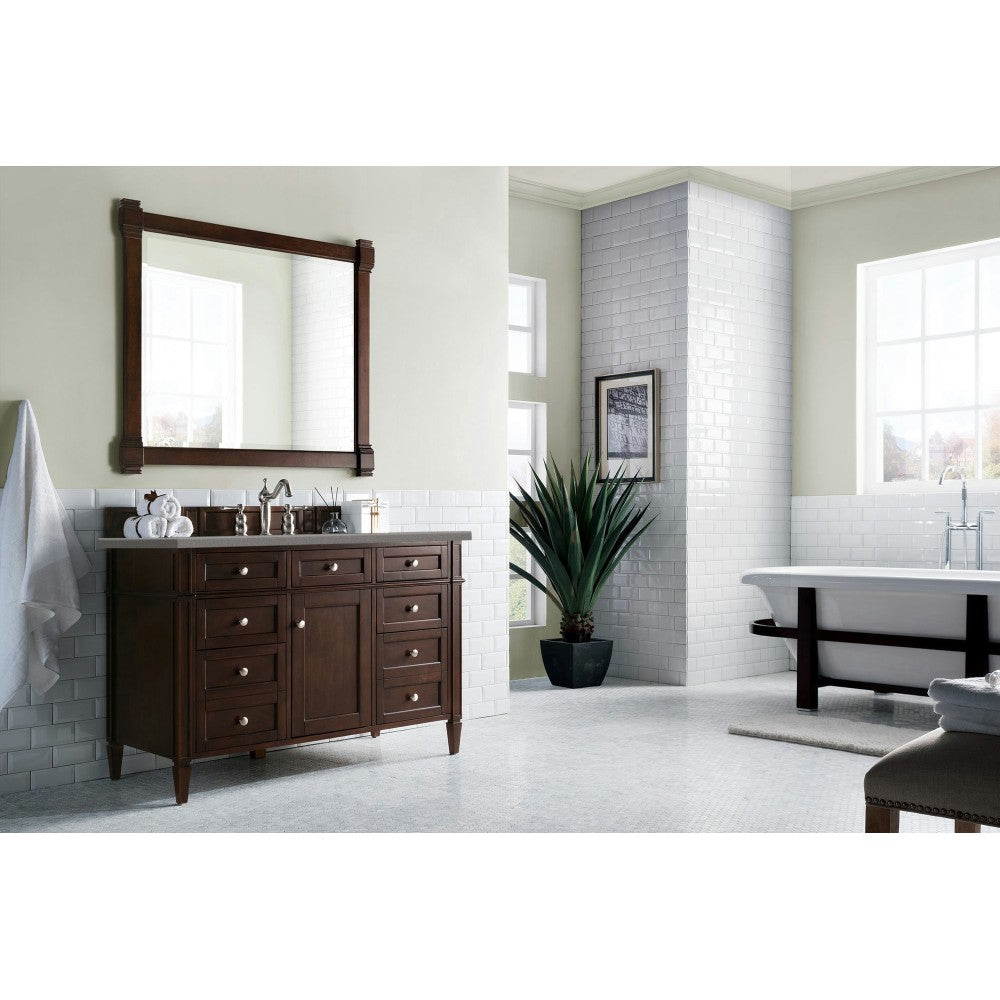 Brittany 48" Burnished Mahogany Single Vanity w/ 3 CM Gray Expo Quartz Top
