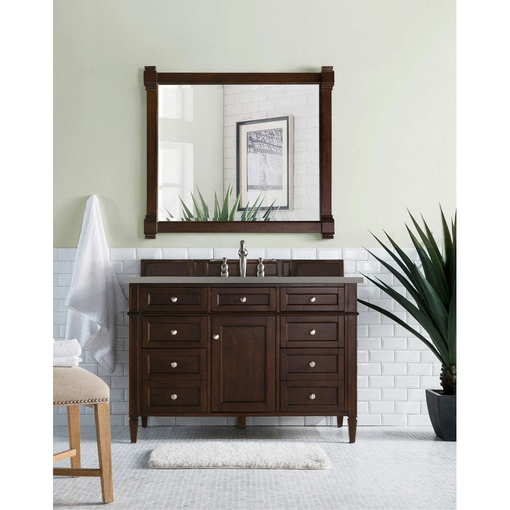 Brittany 48" Burnished Mahogany Single Vanity w/ 3 CM Gray Expo Quartz Top
