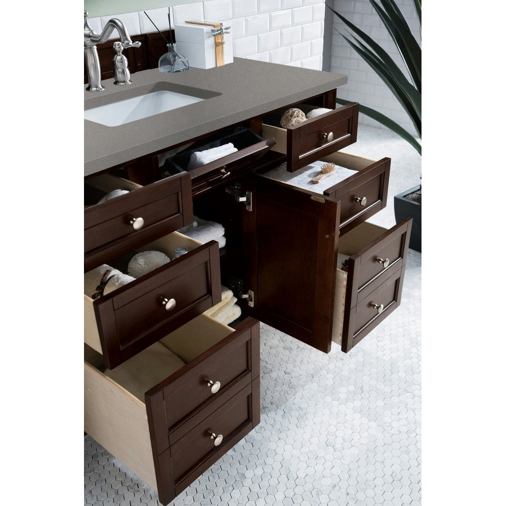 Brittany 48" Burnished Mahogany Single Vanity w/ 3 CM Gray Expo Quartz Top