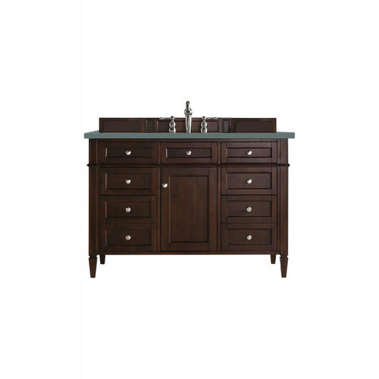 Brittany 48" Burnished Mahogany Single Vanity w/ 3 CM Cala Blue Quartz Top