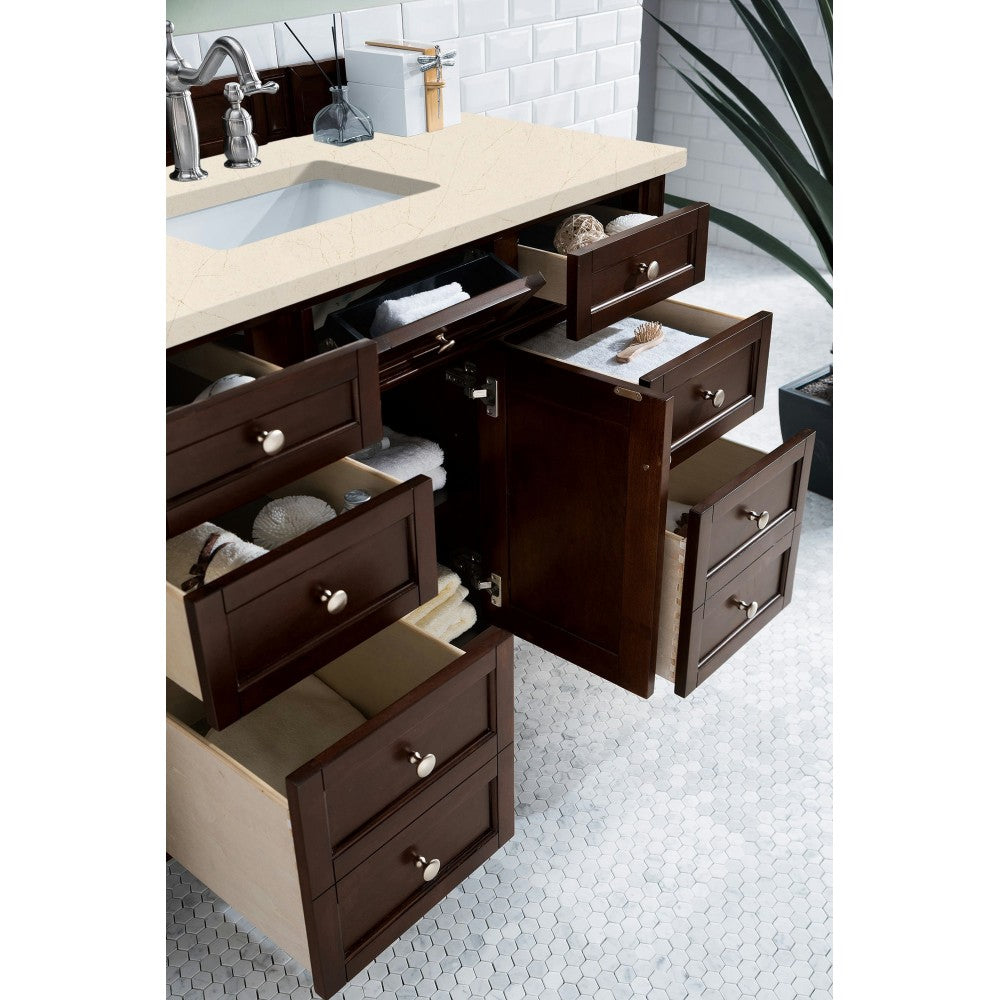 Brittany 48" Burnished Mahogany Single Vanity w/ 3 CM Eternal Marfil Quartz Top