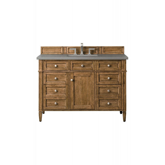 Brittany 48" Saddle Brown Single Vanity w/ 3 CM Gray Expo Quartz Top