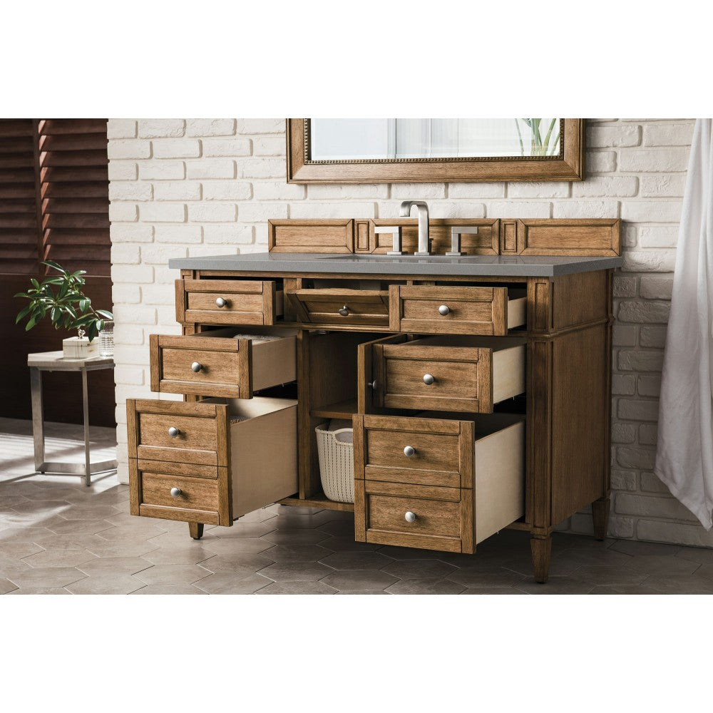 Brittany 48" Saddle Brown Single Vanity w/ 3 CM Gray Expo Quartz Top