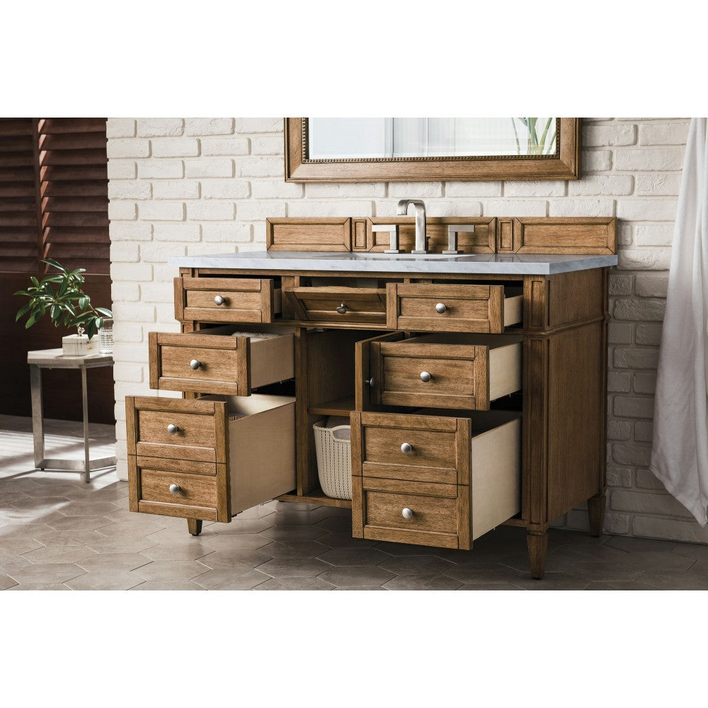 Brittany 48" Saddle Brown Single Vanity w/ 3 CM Arctic Fall Solid Surface Top